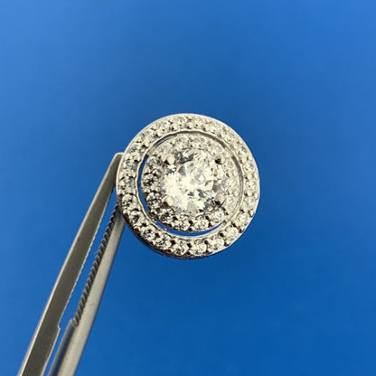 Estate 925 Sterling Silver Cubic Zirconia Double Halo Infinity Eternity Pendant