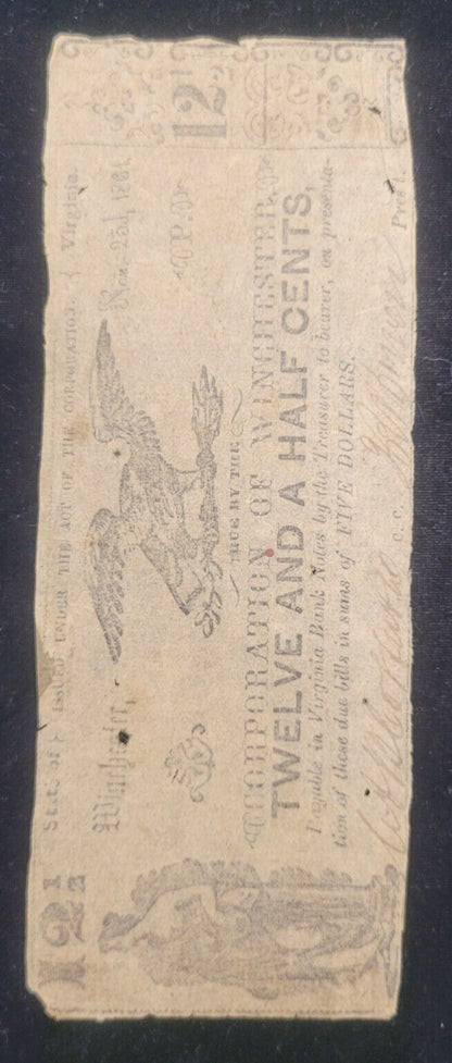 1861 12.5c Corporation of Winchester, Virginia Obsolete Currency Bank Note
