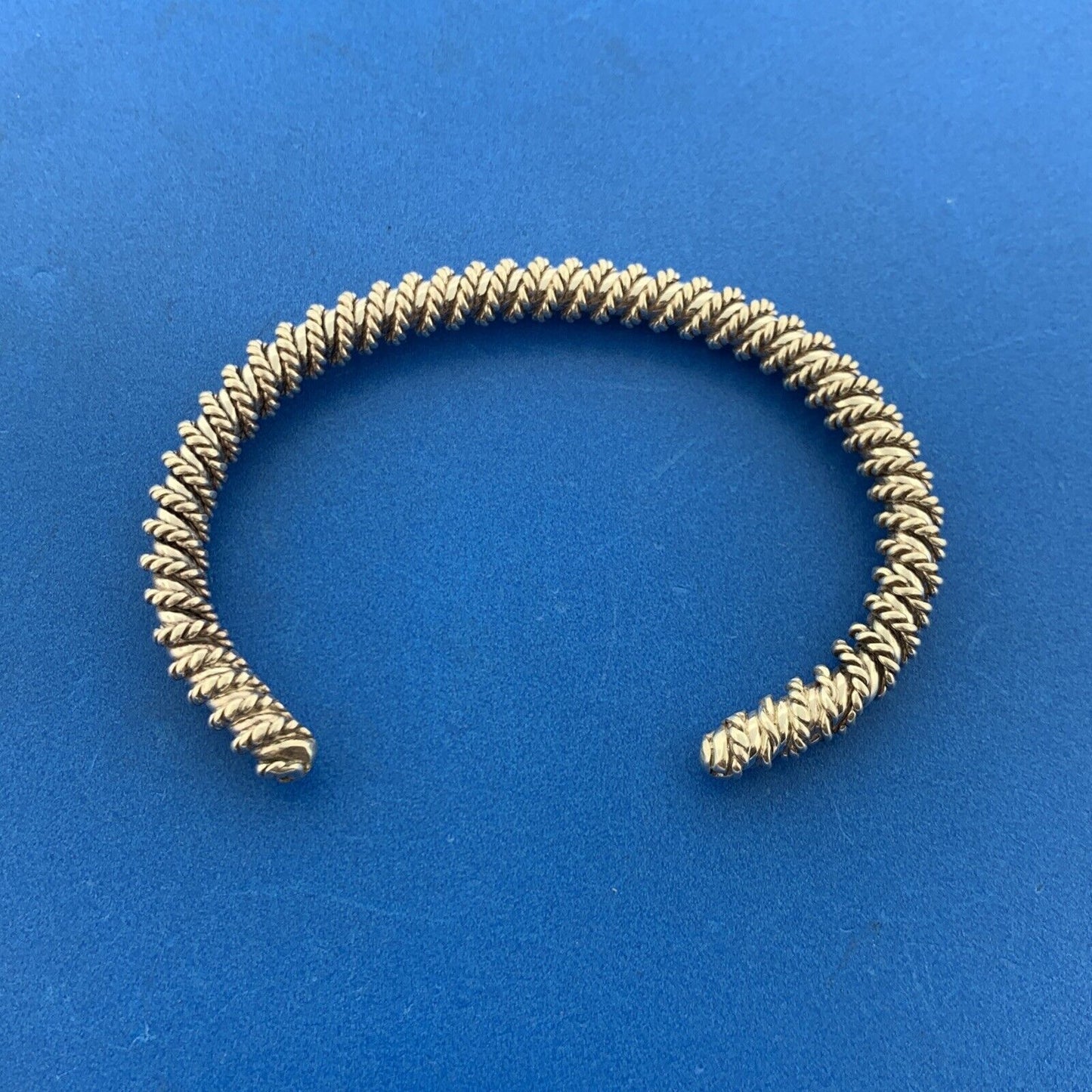 925 Sterling Silver Wire Wrapped Open Statement Cuff Bracelet