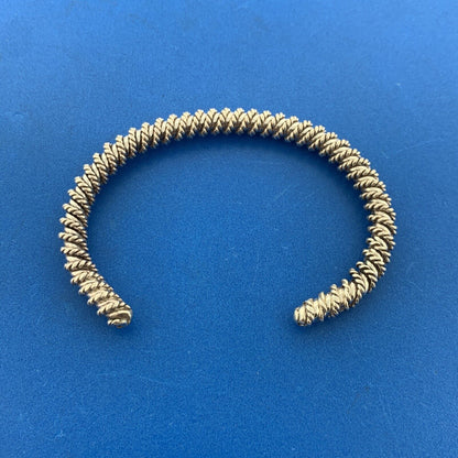 925 Sterling Silver Wire Wrapped Open Statement Cuff Bracelet