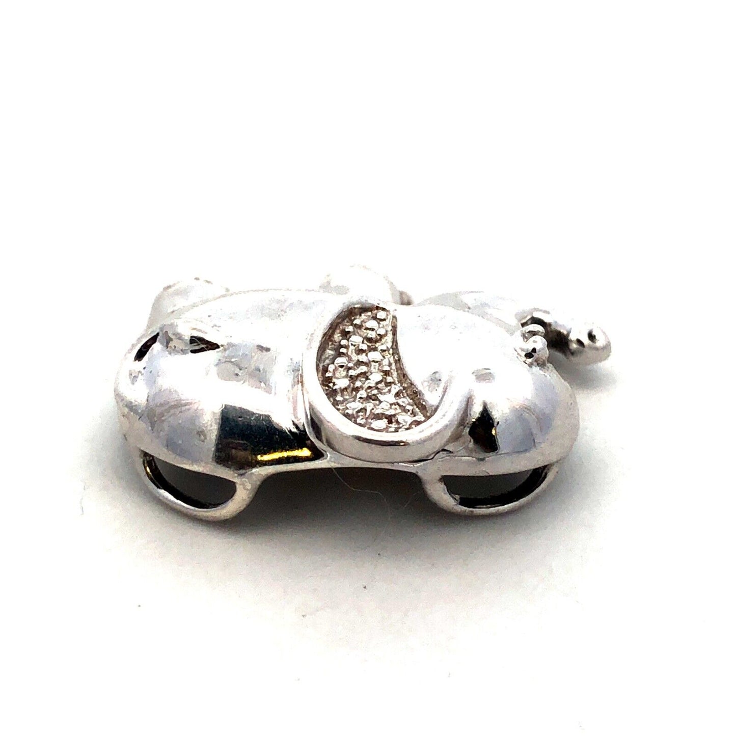 Designer 925 Sterling Silver Round Diamond Elephant Animal Pendant