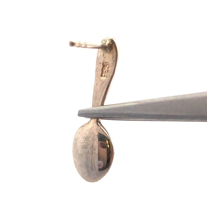 Vintage 925 Sterling Silver Fork Spoon Utensils Cookware Drop Stud Earrings