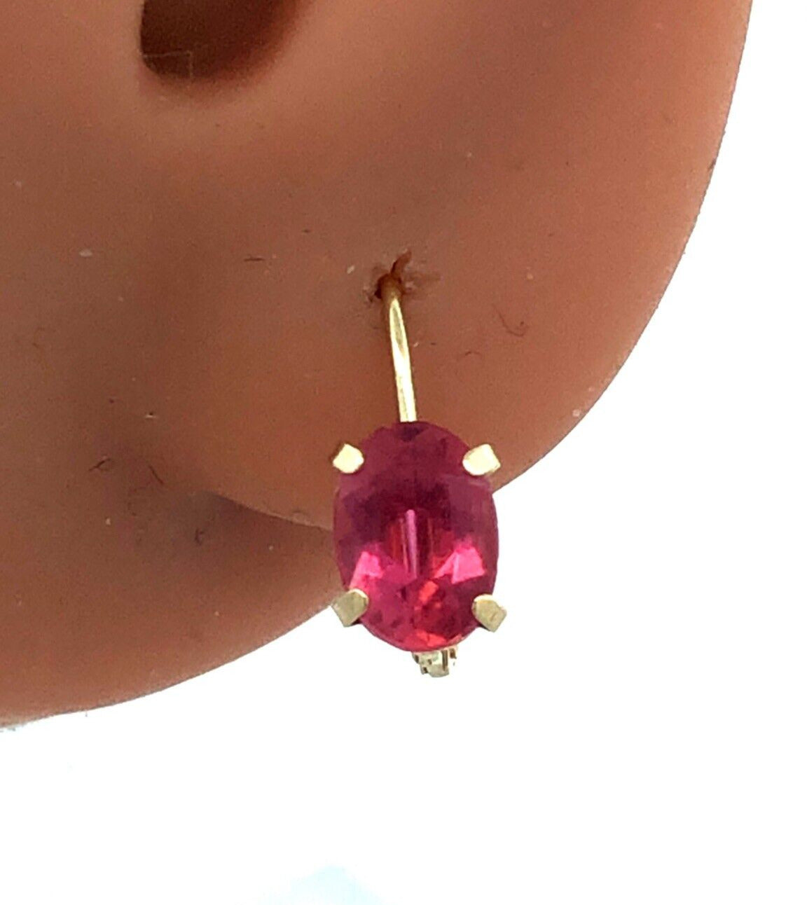 Designer RGE 14K Yellow Gold Oval Pink Tourmaline Solitaire Dangle Earrings