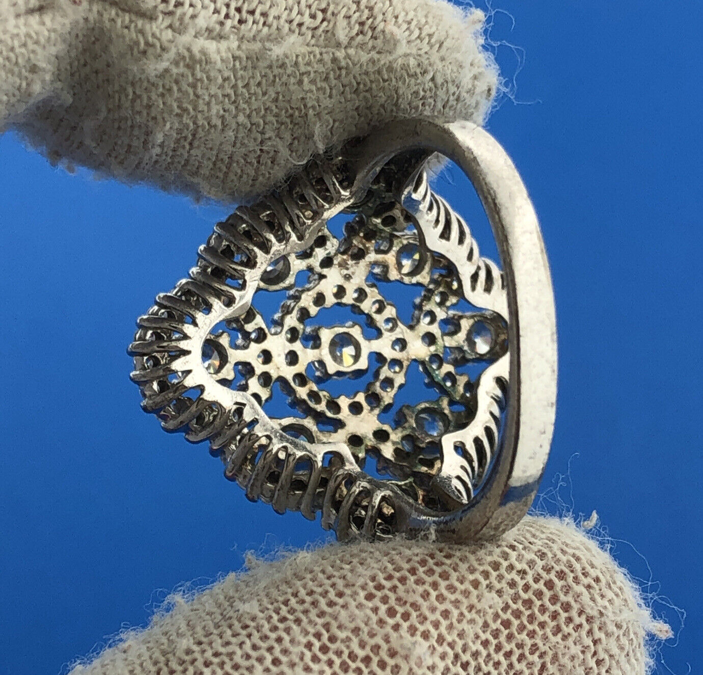 SETA Sterling Silver 925 Round Sparkling CZ Openwork Circle Ring Size 8.25