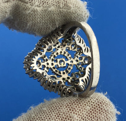 SETA Sterling Silver 925 Round Sparkling CZ Openwork Circle Ring Size 8.25