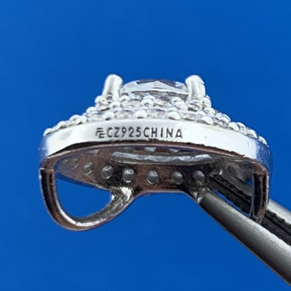 Estate 925 Sterling Silver Cubic Zirconia Double Halo Infinity Eternity Pendant