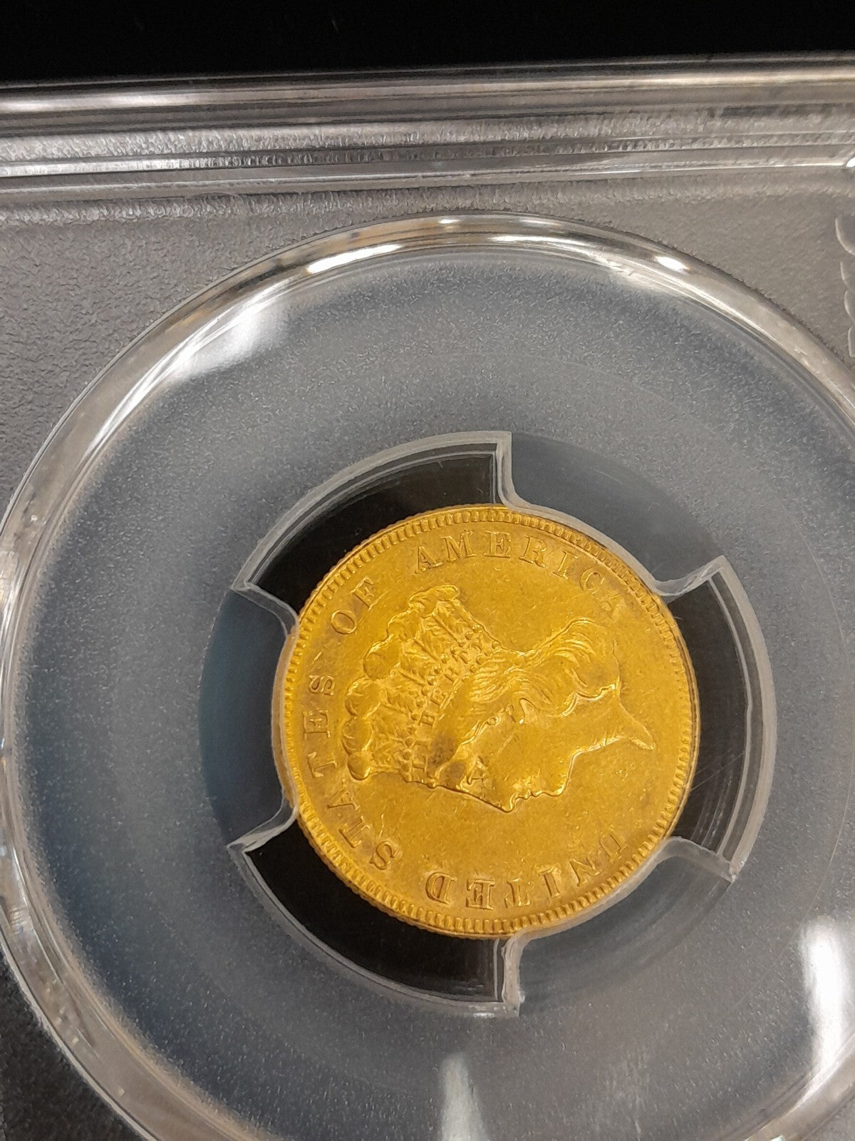 1874 $3 Gold Coin PCGS AU-50