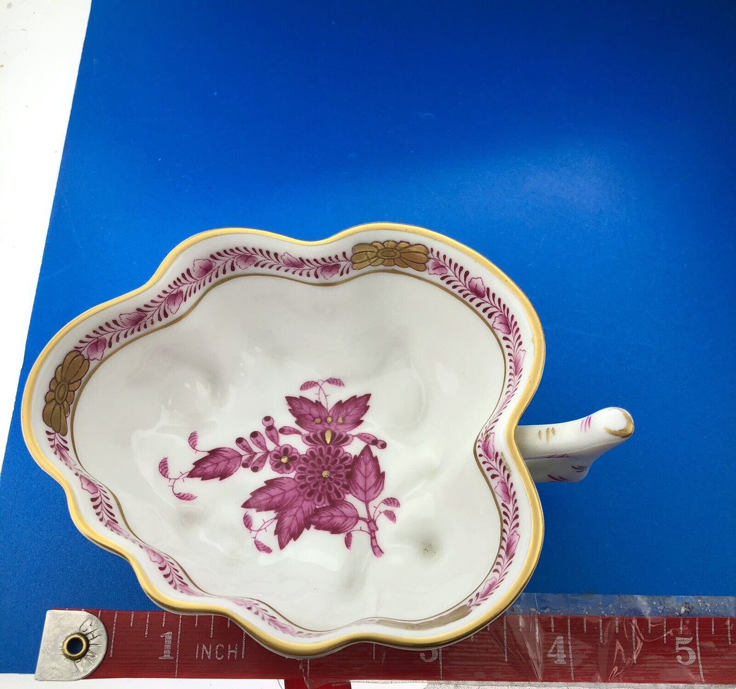 Vintage Herend Hugary Raspberry Chinese Bouquet Apponyi Deep Leaf Nappy Dish