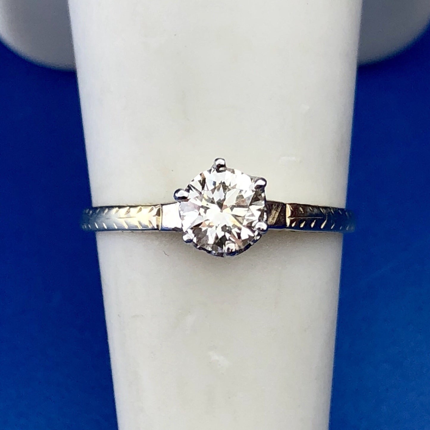 Art Deco Art Nouveau 14K Yellow White Gold Diamond Solitaire Engagement Ring