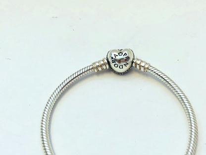Authentic Pandora 925 Sterling Silver Pave Heart Clasp 590727CZ Charm Bracelet
