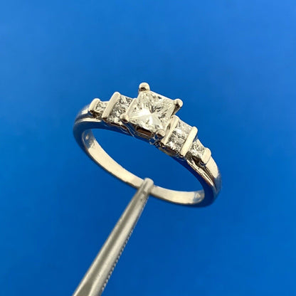 Designer SGS 900 Platinum Princess Diamond Solitaire W/Accents Engagement Ring
