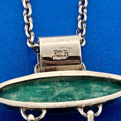 Stunning Sterling Silver 925 Cabochon Turquoise 18" Oval Link Pendant Necklace