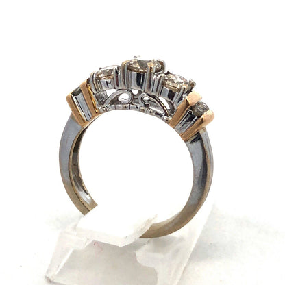 Gorgeous 14k White Gold Round Cut Diamond Raised Crown Band Ring Size 5.25