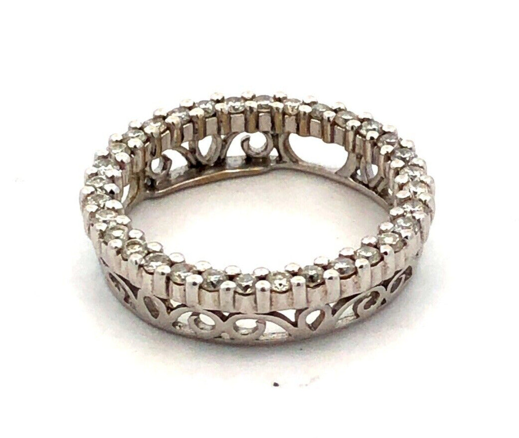 Designer JX 14K White Gold Round Diamond Eternity Anniversary Pendant