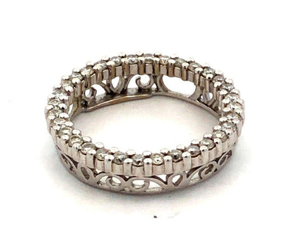 Designer JX 14K White Gold Round Diamond Eternity Anniversary Pendant