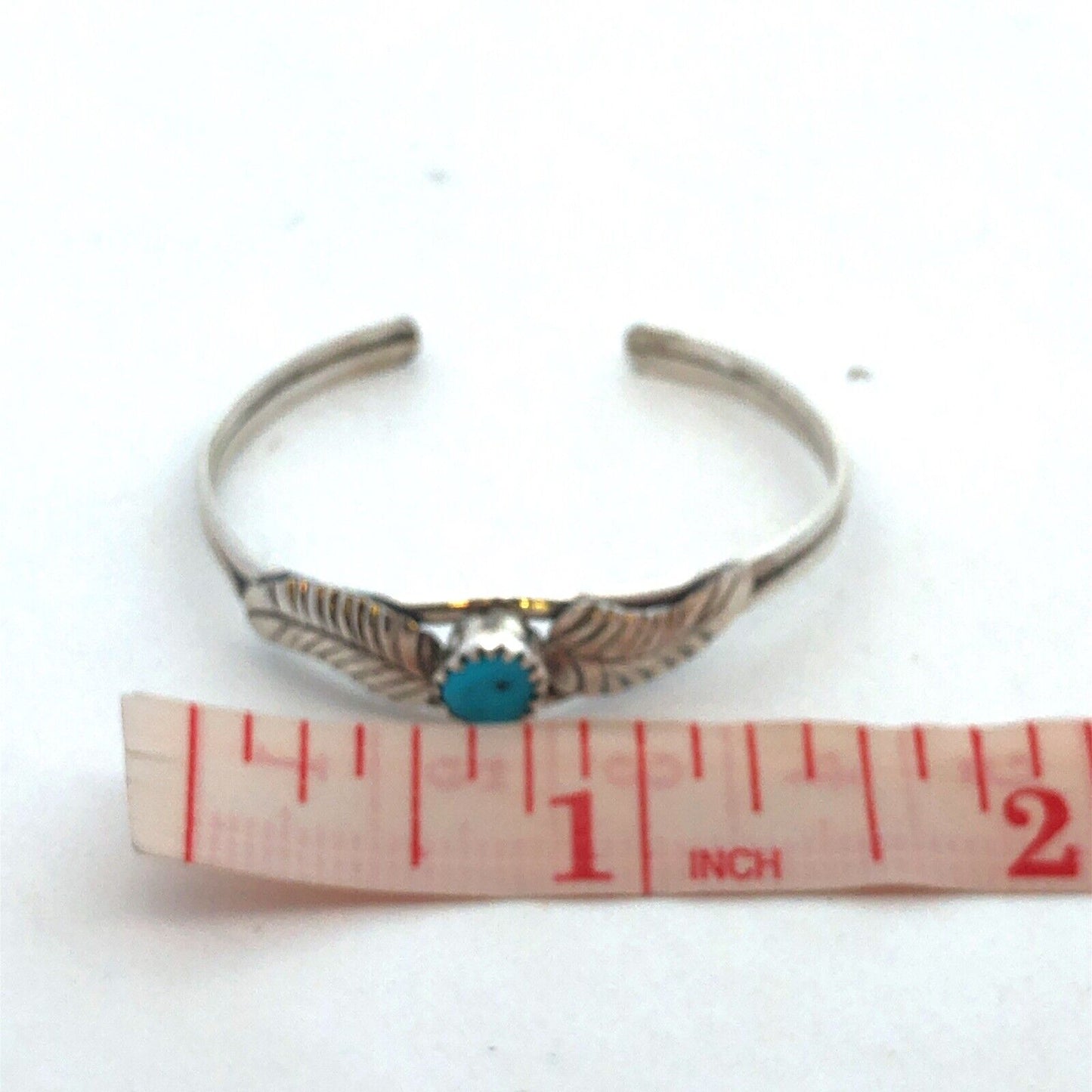 Native American Jacquelin 925 Sterling Silver Turquoise Child Cuff Bracelet