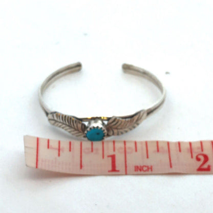 Native American Jacquelin 925 Sterling Silver Turquoise Child Cuff Bracelet