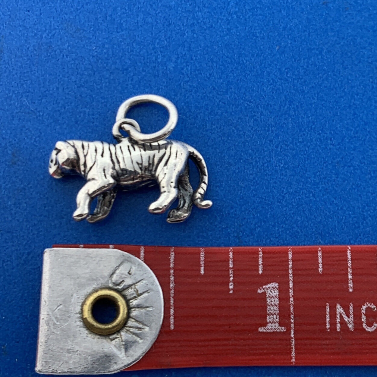 Estate 925 Sterling Silver Tiger Mascot Animal Bracelet Pendant Charm