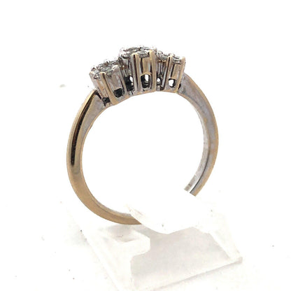 Designer 14k White Gold Flower Trio Past Present Future Diamond Cluster Ring