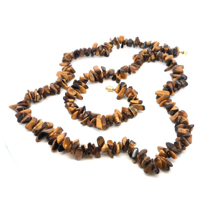 Estate Gold Tone Tiger's Eye Beaded Grounding & Protection Statement Necklace