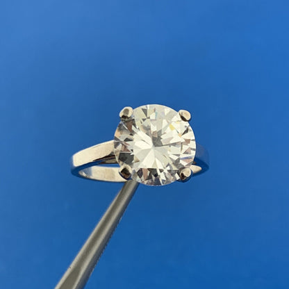 Designer Sterling Silver 925 Solitaire Cubic Zirconia Statement Engagement Ring