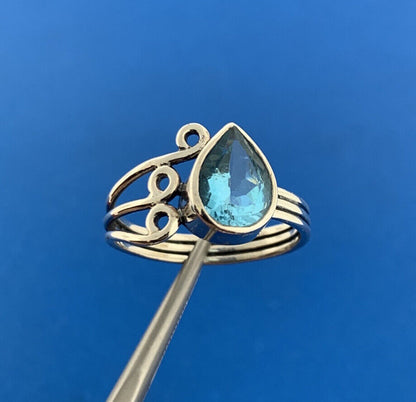 Designer 925 Sterling Silver Blue Topaz Solitaire December Anniversary Ring