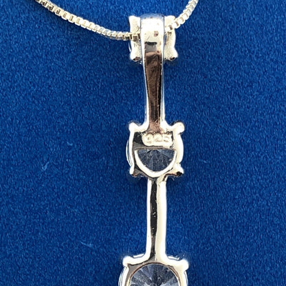 Stunning Sterling Silver Cubic Zirconia CZ Three Stone Journey Pendant Necklace
