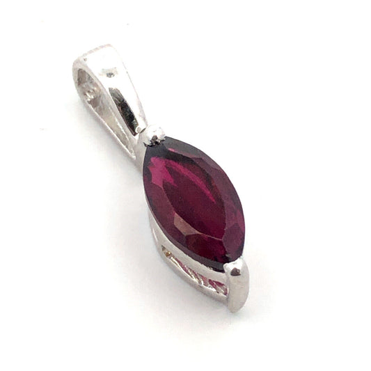 Designer TGGC 925 Sterling Silver Marquise Amethyst Solitaire Pendant