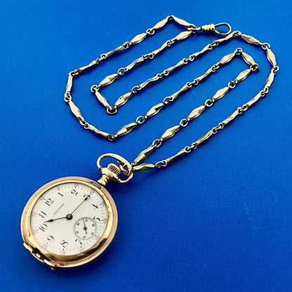 Vintage 1909 Waltham 15j Grade 165 Pocket Watch Gold Filled Case