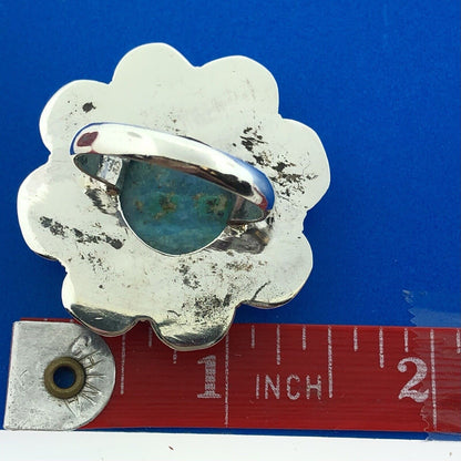 Vintage Native American Artisan 925 Sterling Silver Turquoise Statement Ring