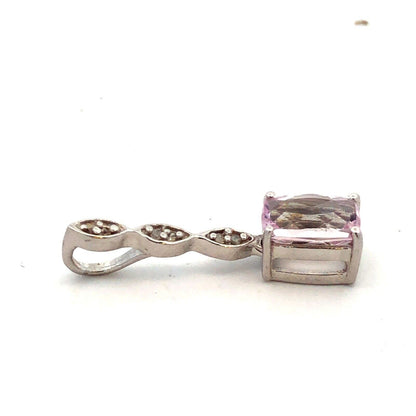 Designer TGGC 925 Sterling Silver Rectangle White Amethyst White Topaz Pendant