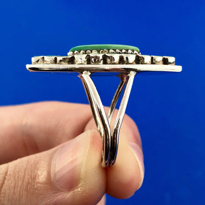 Vintage Native American 925 Sterling Silver Turquoise Statement Finger Ring