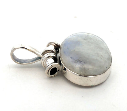 Vintage 925 Sterling Silver Oval Cabochon Moonstone Statement Pendant