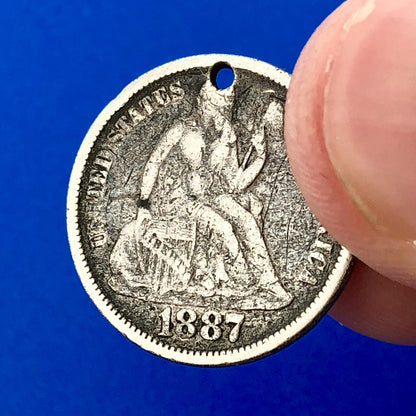 1887 Seated Liberty Silver Dime Love Token Coin Initials