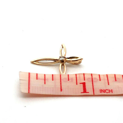 Designer P 10K Yellow Gold Round Diamond Solitaire Infinity Cross Pendant