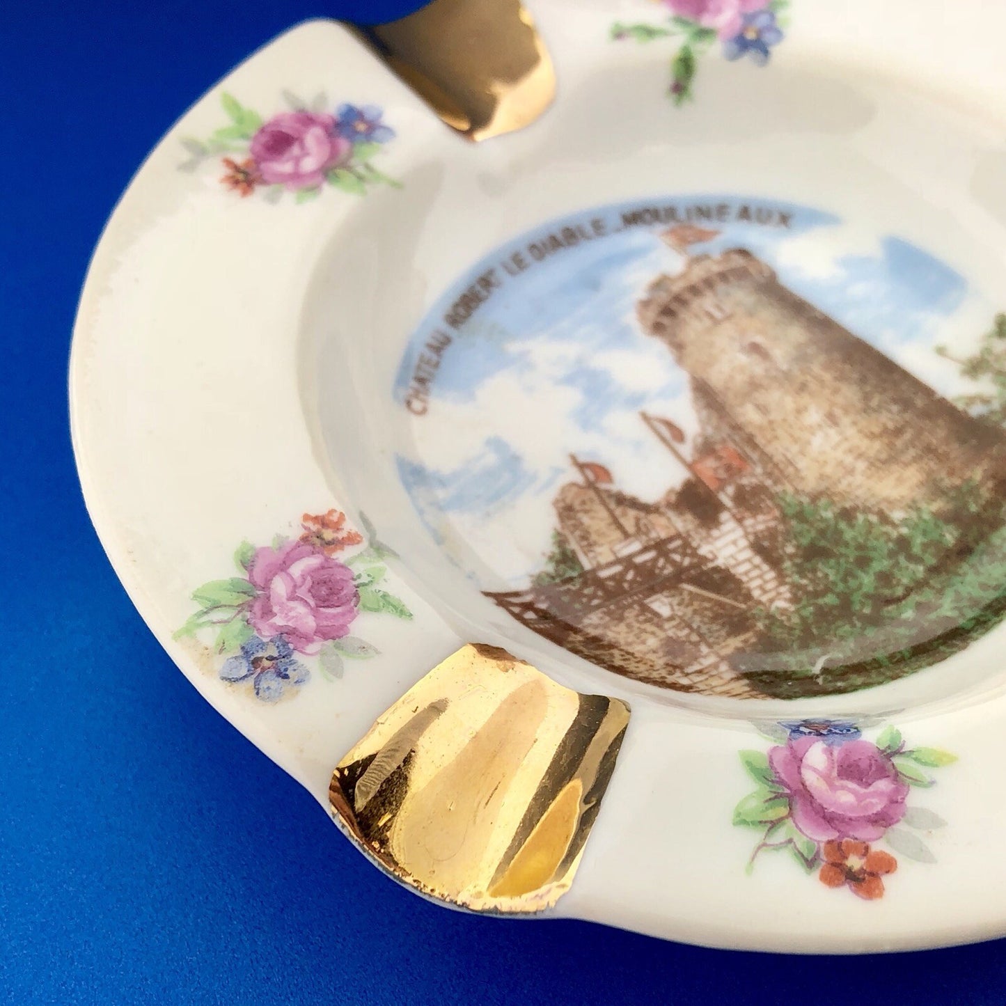 Vintage Limoges France Chateau Robert Le Diable Mouline Aux Souvenir Ashtray