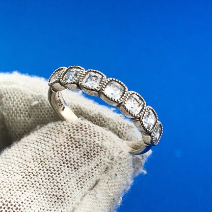 Designer Pandora 925 Sterling Silver Channel Cubic Zirconia Eternity Band Ring