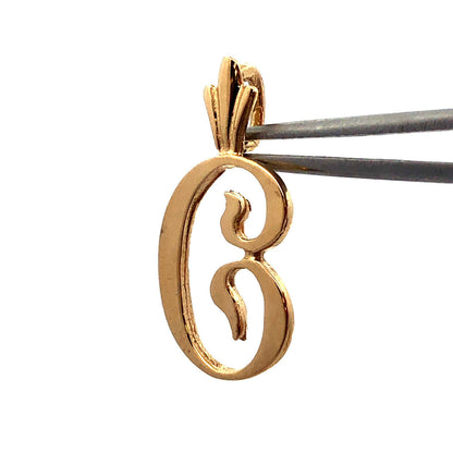 Designer 14K Yellow Gold Script Initial Letter Monogram C Charm Pendant