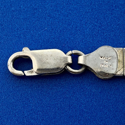 Vintage IBB Italy 925 Sterling Silver Polished Florentine Geometric Bracelet