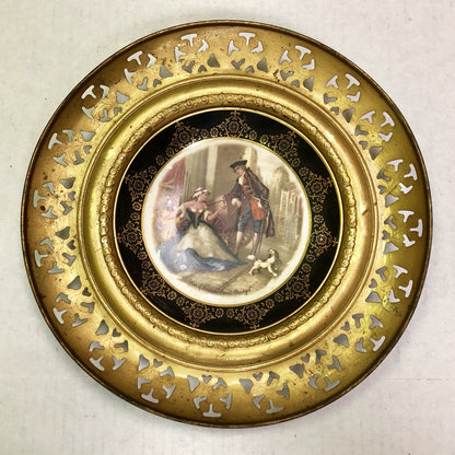Vintage Regency Bone China England "Sweet Oranges" Brass Encased Wall Plate
