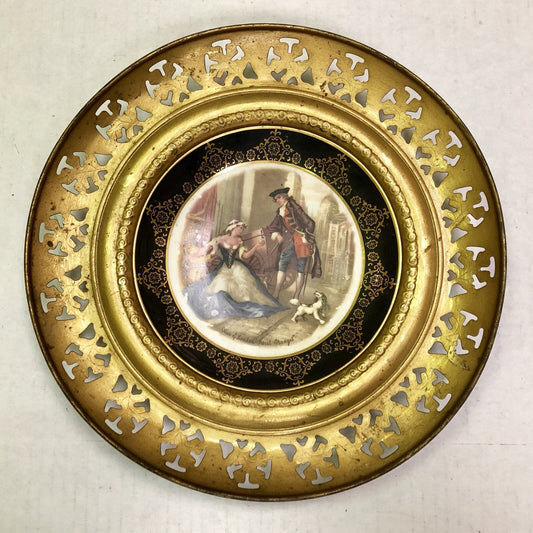 Vintage Regency Bone China England "Sweet Oranges" Brass Encased Wall Plate