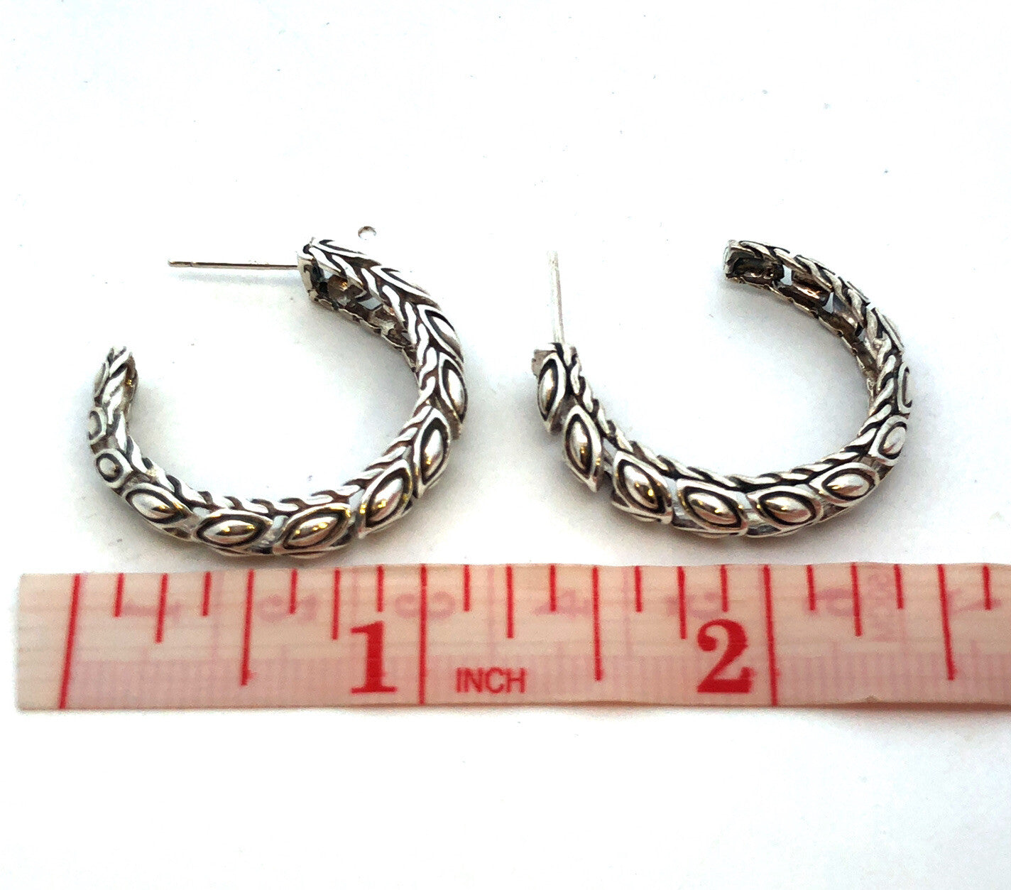 Designer John Hardy 925 Sterling Silver Padi Round Hoop Earrings
