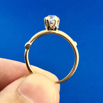 Vintage 18k Yellow Gold European Cut Diamond Ring Carat Size 6