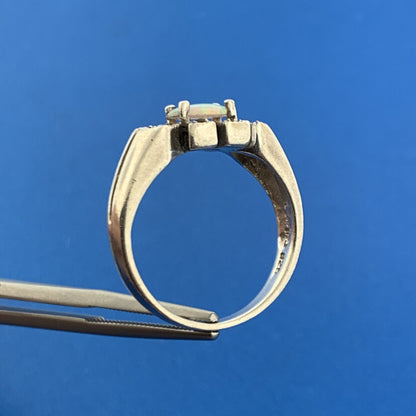 Designer CII Mexico Sterling Silver 925 Opal Marcasite Flower Design Ring