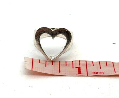 Designer 925 Sterling Silver Open Cutout Heart Love Valentine's Modernist Ring