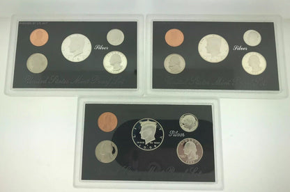 1992 1998 S Lot of United States Silver Proof Three 3 Sets OMP/COA