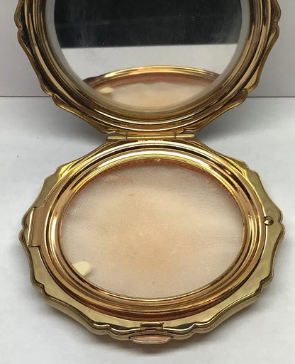 Vintage Stratton Of England Blue WedgeWood Maids Dancing Gold Tone Compact