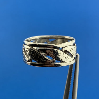 Vintage UNCAS 925 Sterling Silver Floral Design Cigar Band Ring