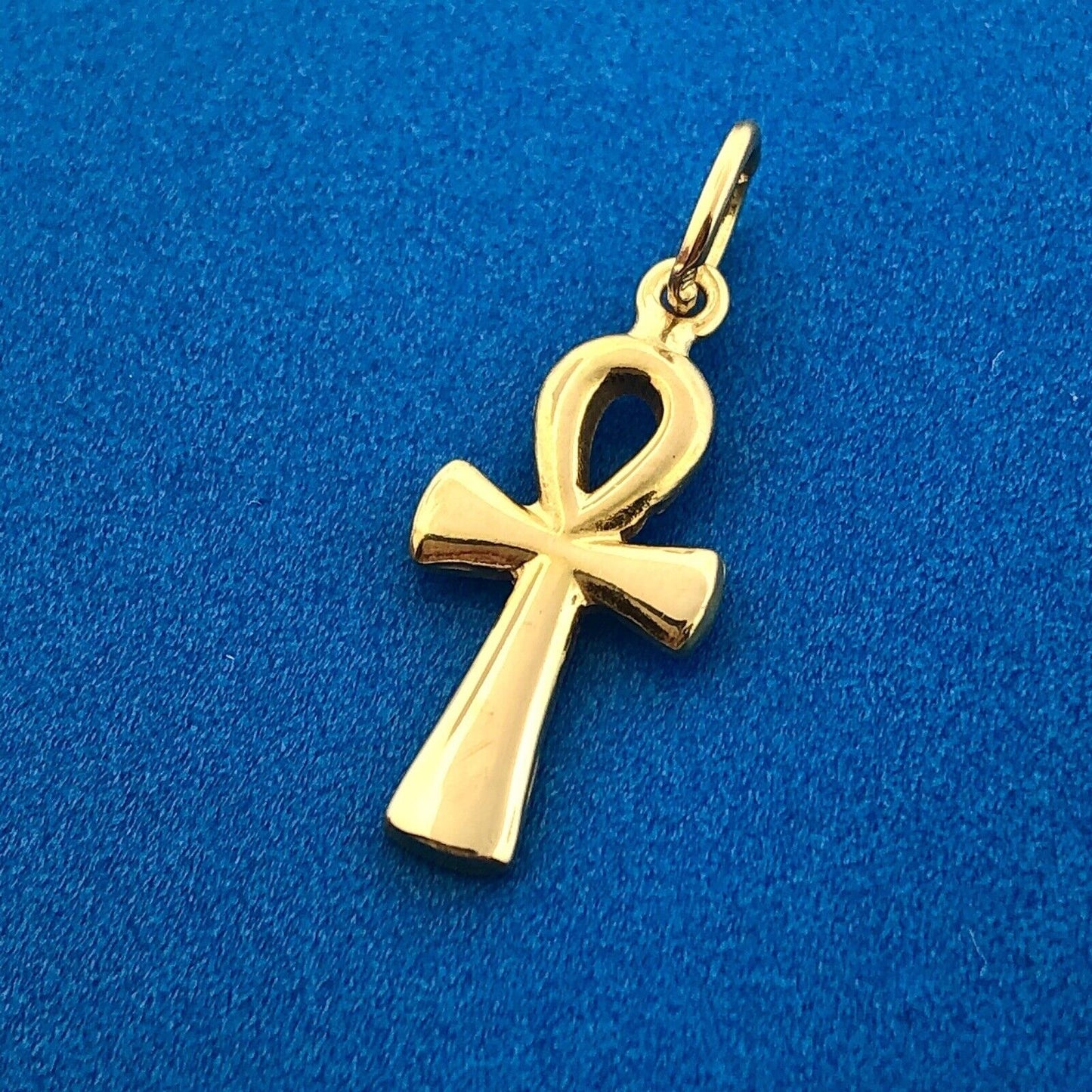 Designer 18K Yellow Gold Ankh Egyptian Cross Religious Communion Charm Pendant