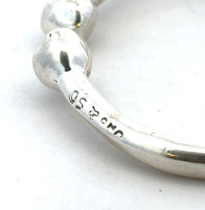 Vintage UNO 925 Sterling Silver Oval Hinged Ball Cuff Bracelet